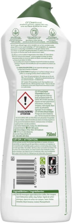 Cif CleanBoost Cream Original Schuurmiddel - 8 X 750 Ml - Voordeelverpakking -Schoonmaakartikelen Winkel 390x1200 4