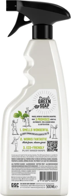 Marcel's Green Soap Allesreiniger Spray Basilicum & Vertivert Gras - 6 X 500 Ml -Schoonmaakartikelen Winkel 436x1200