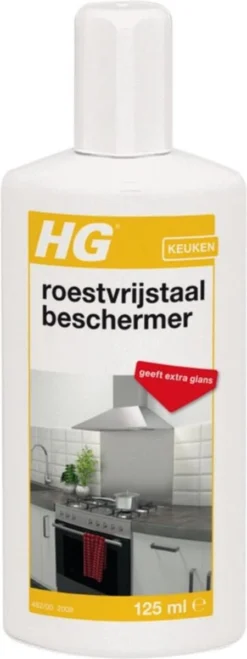 HG Roestvrijstaal Beschermer - 125ml - Snel En Eenvoudig - Laat RVS Weer Glanzen -Schoonmaakartikelen Winkel 450x1200