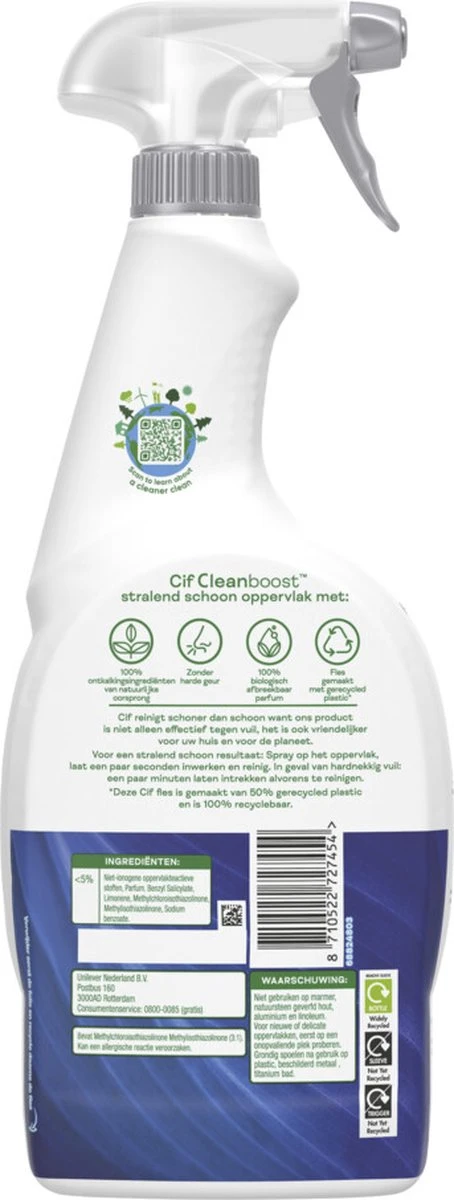 Cif CleanBoost Power & Shine Badkamer Spray - 6 X 750 Ml - Voordeelverpakking 9 Cif CleanBoost Power & Shine Badkamer Spray - 6 X 750 Ml - Voordeelverpakking - Afbeelding 9
