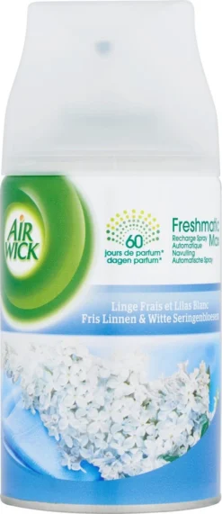AIRWICK Freshmatic Automatische Spray Refill Frisse Linnen & Witte Bloemen Krimp - (3x250ml) 6 AIRWICK Freshmatic Automatische Spray Refill Frisse Linnen & Witte Bloemen Krimp - (3x250ml) -Schoonmaakartikelen Winkel 519x1200 5
