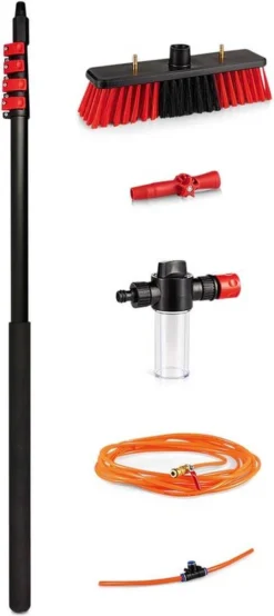 Merkloos Telescoopsteel Ramenwassen 4,6M - Met Borstel & Waterdoorvoer - Voor Ramen - Watertoevoer - Borstel -Schoonmaakartikelen Winkel 535x1200