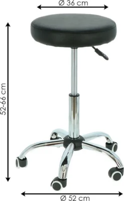 Alora Tabouret Op Wielen - Zadelkruk - Zwart - Kruk – Kapperskruk - Draaikruk - Werkkruk - Verstelbaar -Schoonmaakartikelen Winkel 745x1200