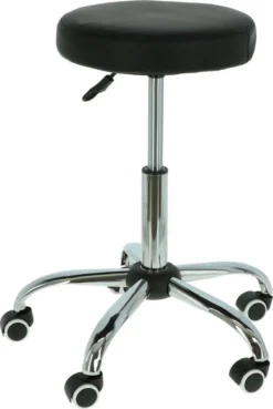 Alora Tabouret Op Wielen - Zadelkruk - Zwart - Kruk – Kapperskruk - Draaikruk - Werkkruk - Verstelbaar