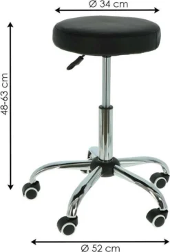 Alora Tabouret Op Wielen - Zadelkruk - Zwart - Kruk – Kapperskruk - Draaikruk - Werkkruk - Verstelbaar -Schoonmaakartikelen Winkel 809x1200