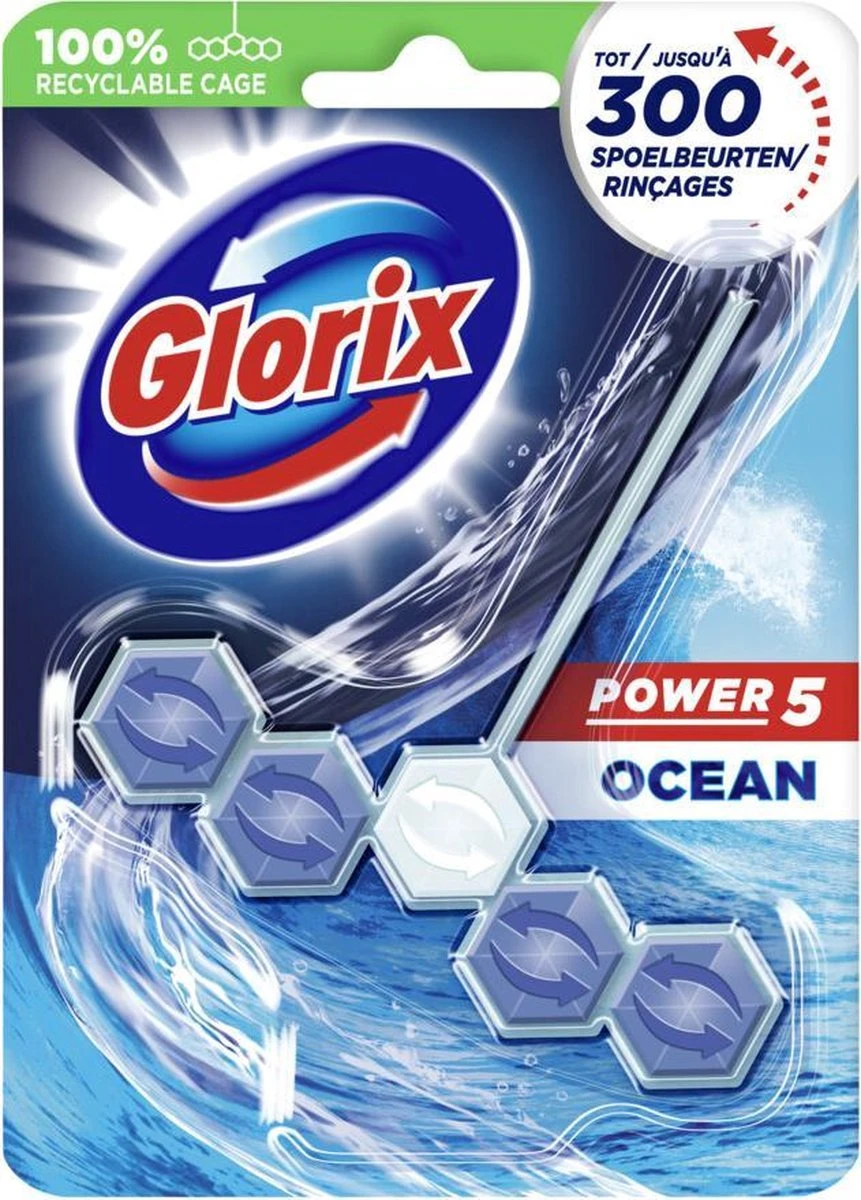 Glorix Power 5 Toiletblokken - Ocean - 9 Stuks - Halfjaarbox - Voordeelverpakking 10 Glorix Power 5 Toiletblokken - Ocean - 9 Stuks - Halfjaarbox - Voordeelverpakking - Afbeelding 10