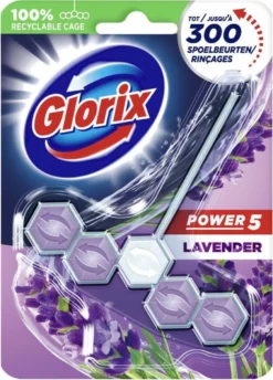 Glorix Power 5 Toiletblokken - Lavendel - 9 Stuks - Voordeelverpakking -Schoonmaakartikelen Winkel 861x1200