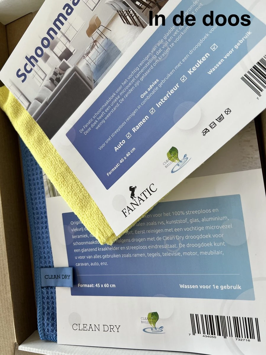 Merkloos Clean Dry Ramenset Raamdoeken Origineel 45 X 60 Blauw/Geel 2 Merkloos Clean Dry Ramenset Raamdoeken Origineel 45 X 60 Blauw/Geel - Afbeelding 2