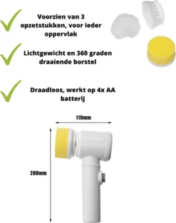 V&P Magic Brush - Elektrische Multifunctionele Schoonmaakborstel - 3 Opzetstukken - Wasborstel - Poetsmachine - Schrobborstel - Handborstel - Werkborstel - Schrobber - Boorborstel - Schoonmaakmiddelen - Reinigingsborstel -Schoonmaakartikelen Winkel 947x1200